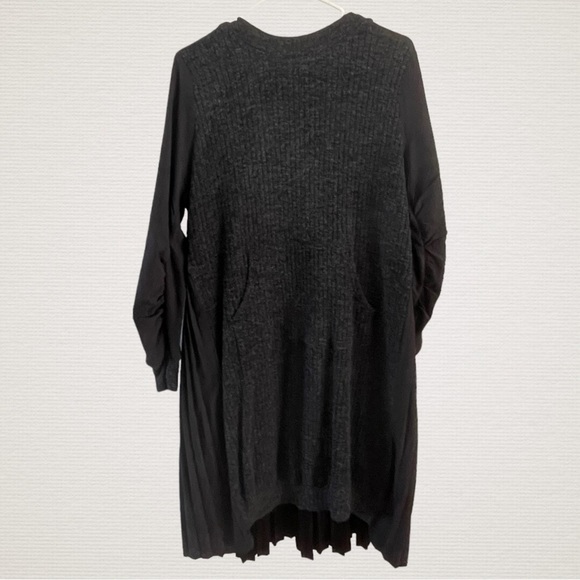 Marigold Shadows | Mixed Media Sweater Midi Dress in Black/Dark Grey, One Size - Picture 1 of 8